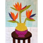 A collage by Emily Krill of a vase of Birds of Paradise Flowers