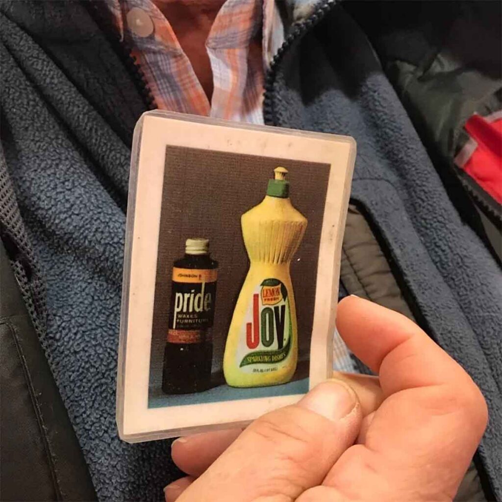 The 1980s gag of "My Pride and Joy" picture stored in a wallet