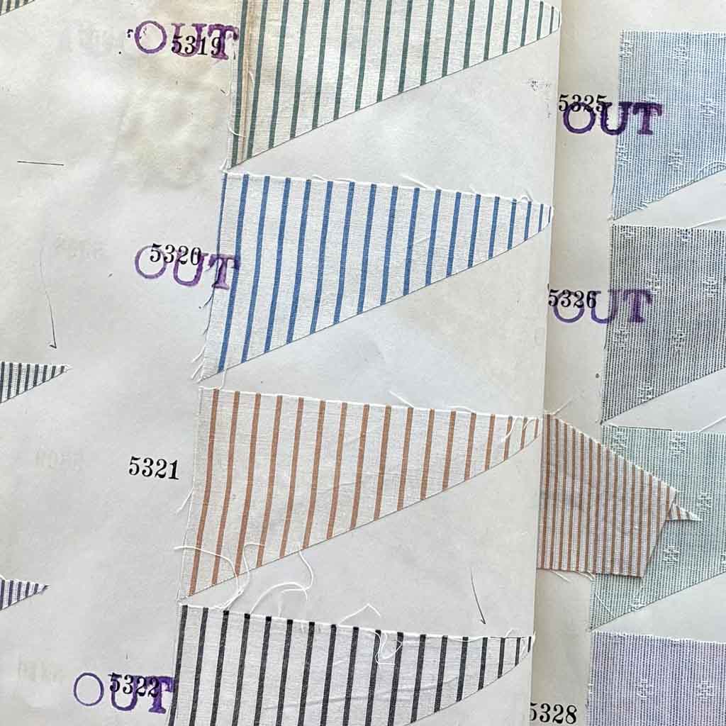 1930s shirting fabric samples stamped OUT OUT OUT