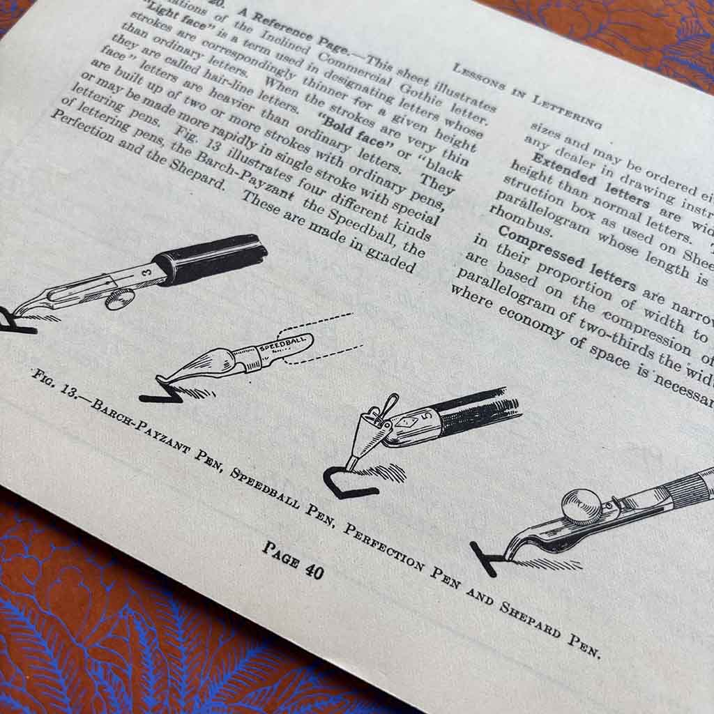 a pen illustration from The 1924 instruction manual for architects Lessons in Lettering