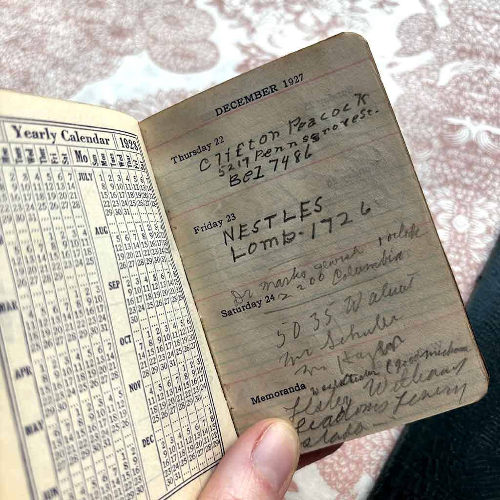 a hand holds a pocket-sized book