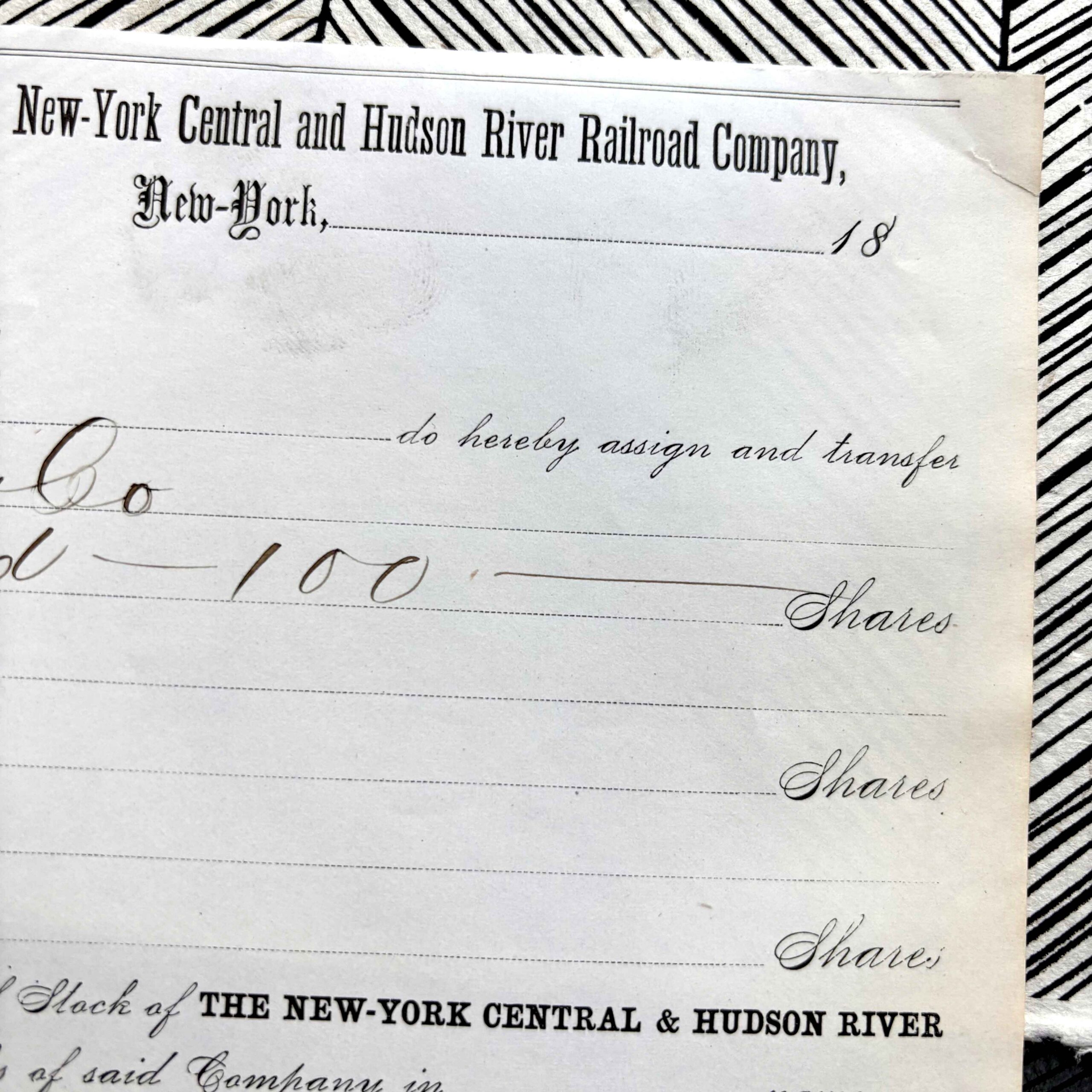 an 1882 railway share