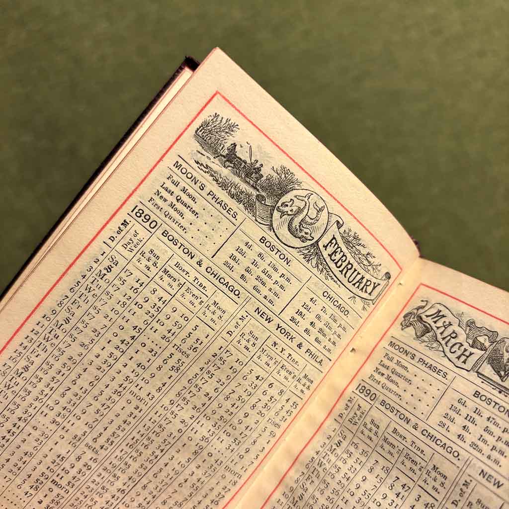 a 1890 Standard Diary page