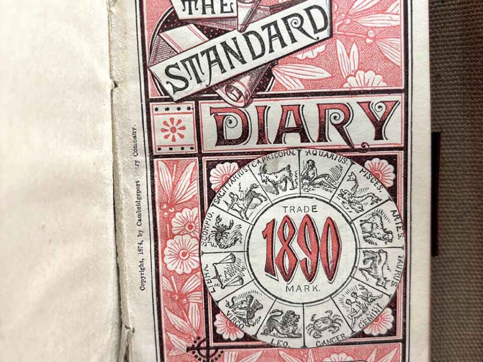 inside cover of a 1890 Standard Diary