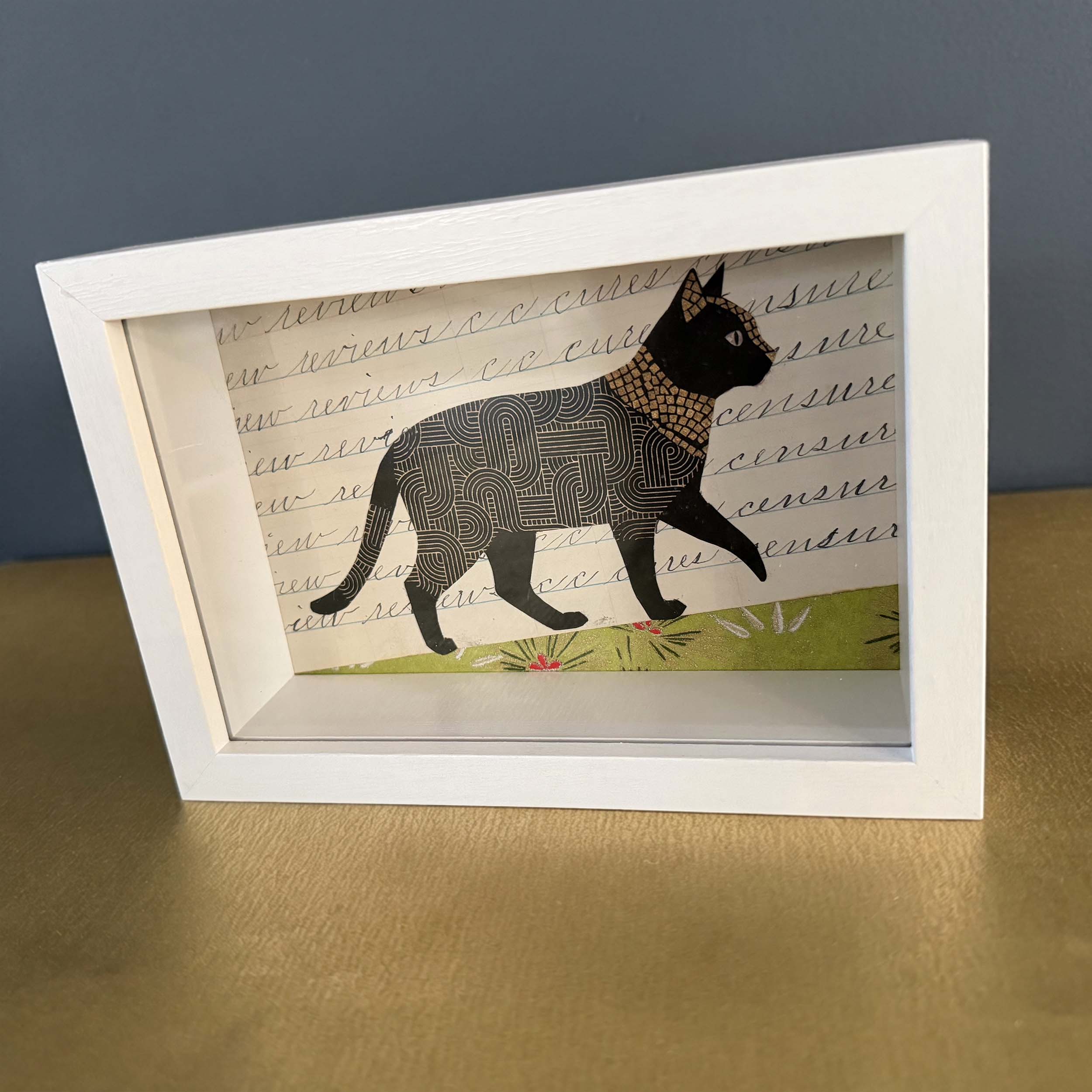 Green Hill | Shadow Box Cat Print